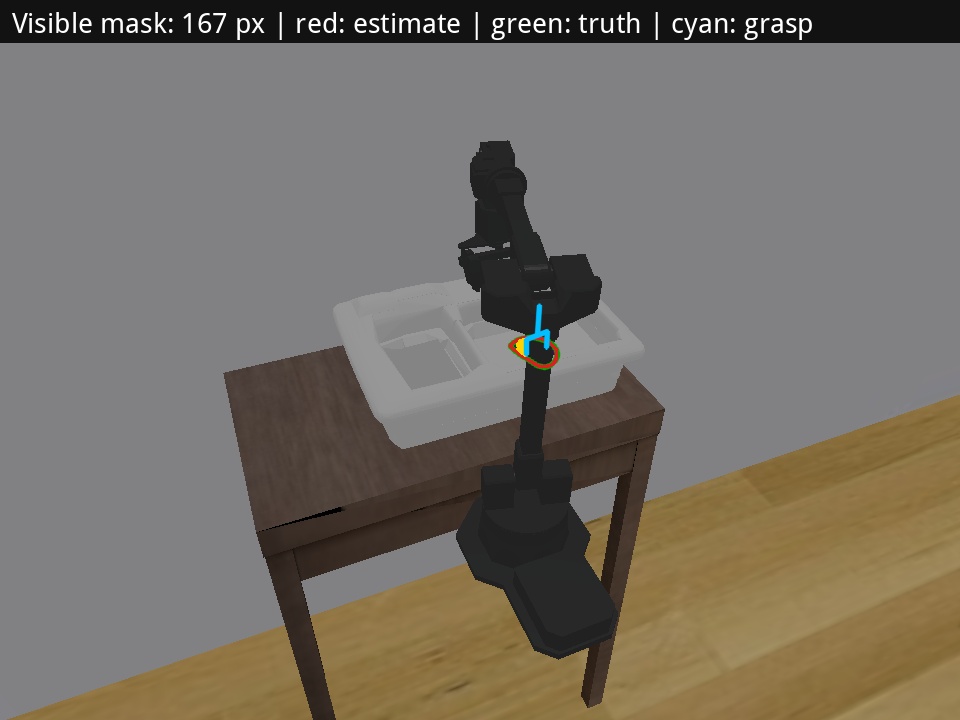 Top grasp drawn on the estimated eggplant pose