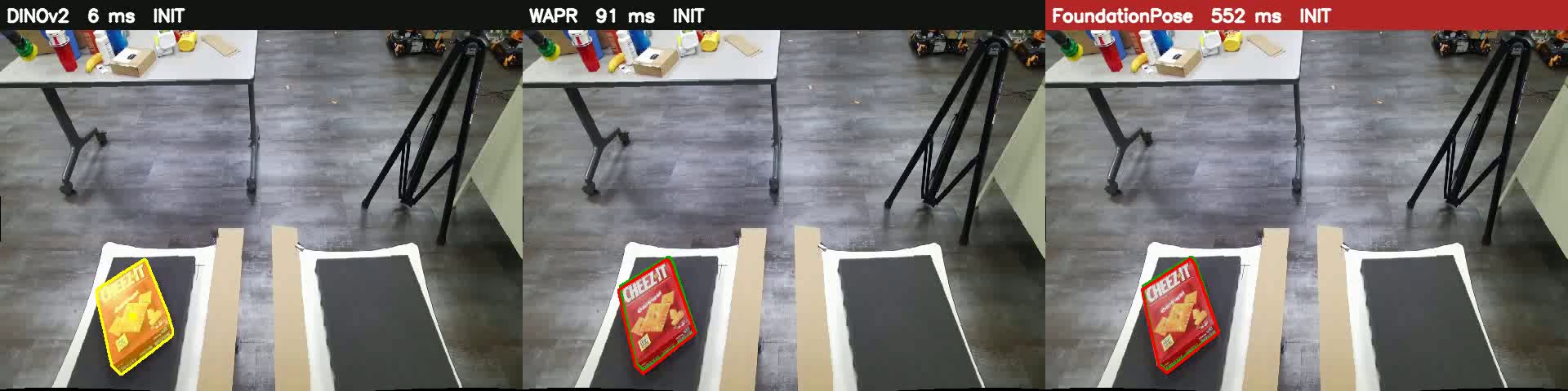 WAPR tracking from its previous pose on cracker_box_reorient