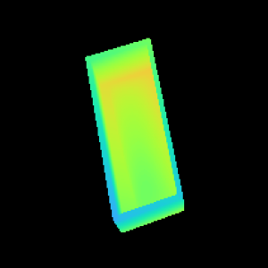 Wooden-box mesh depth rendered at the WAPR pose