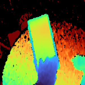 Measured sensor depth near the wooden box