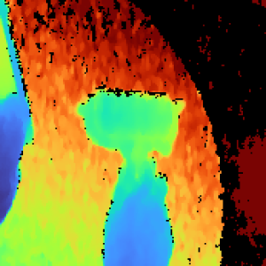 Measured sensor depth near the roller and hand